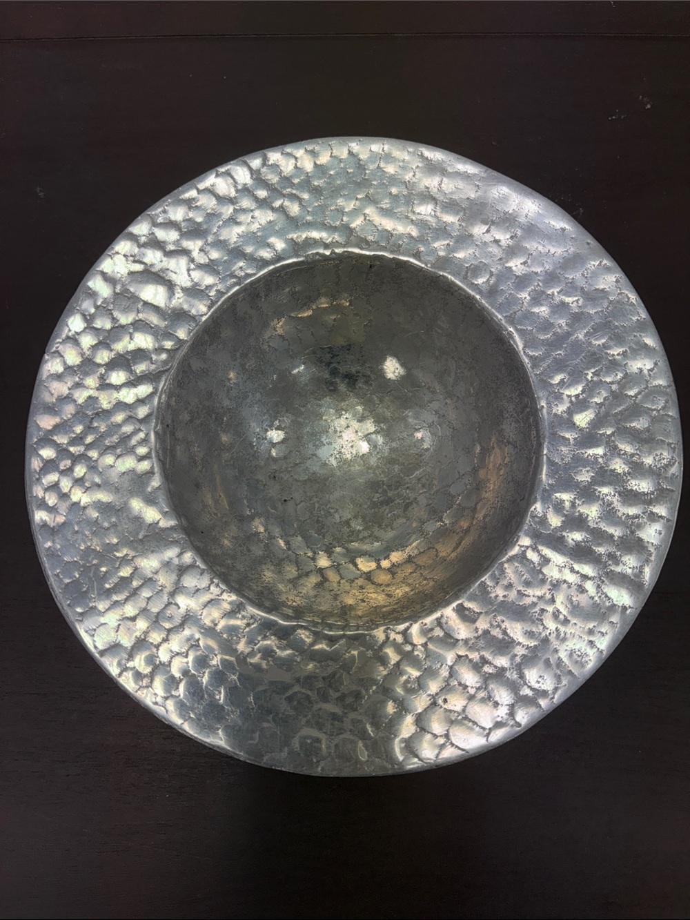 Hammered Metal Decorative Bowl - Silver Tone